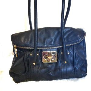 B Makowsky Rockefeller black leather shoulder bag